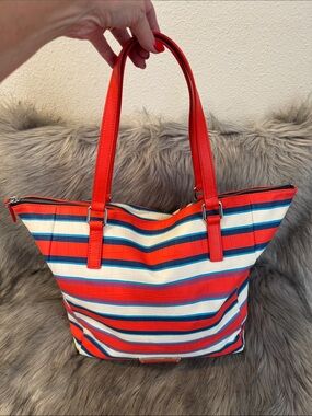 Marc By Marc Jacobs Striped Red and Blue Tote Bag - Women